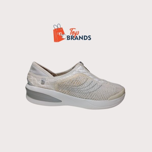 BZees Womens Fancy Fabric Low Top Zipper Fashion Sneakers, White Size EU 38